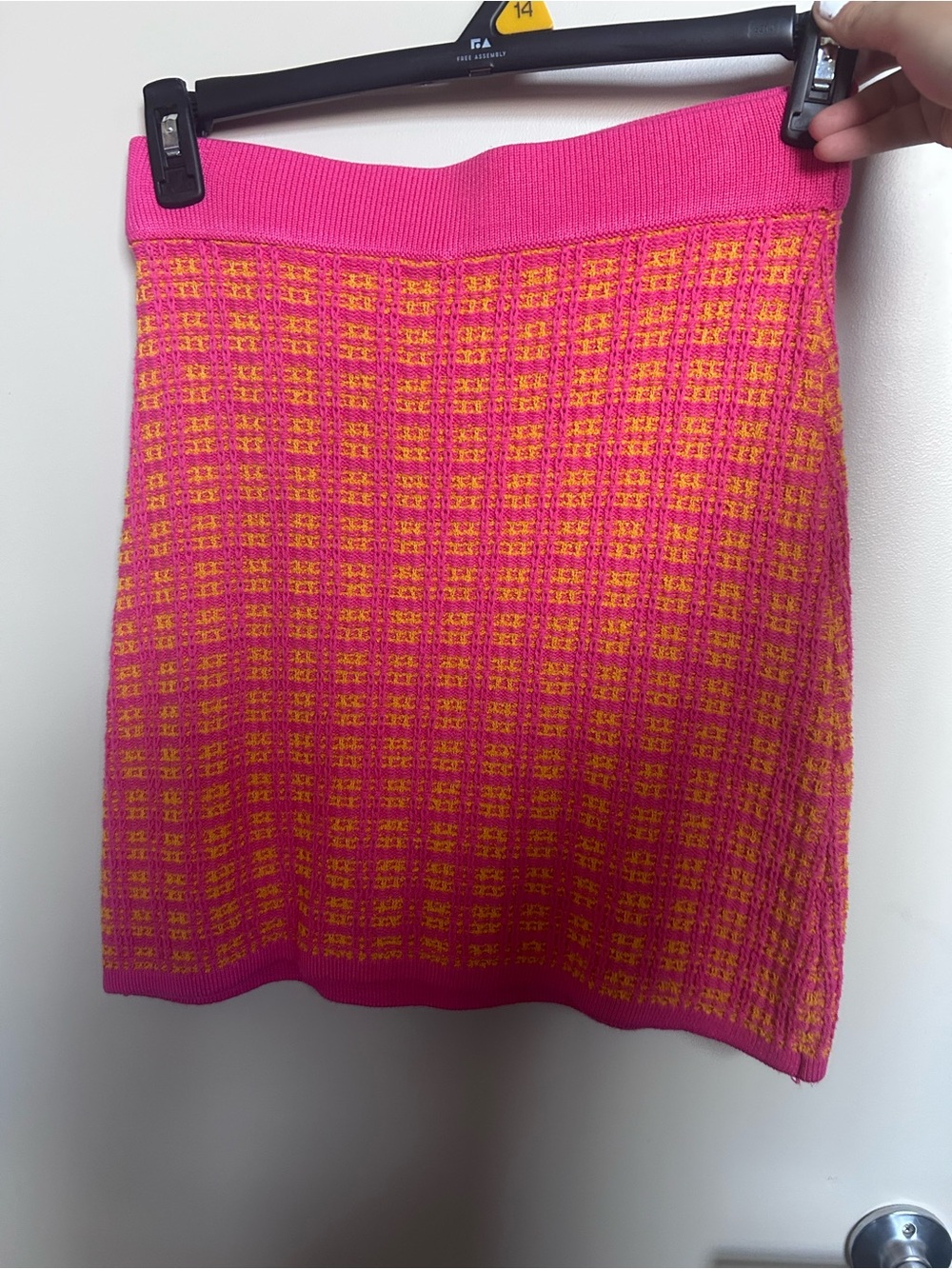 Free Assembly Pink and Yellow Knit Mini Skirt